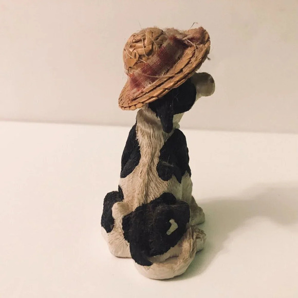 Vtg Lot of 2 Enesco Kathy Wise Calf Cow Figure  Straw Hats - Picture 3 of 16